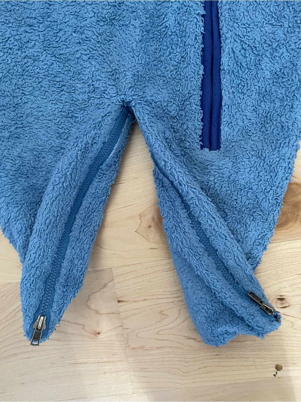 Patagonia Baby Plush Fleece Bunting Blue 6M Convertible Mittens Hooded